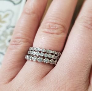 Set of 3 stackable CZ sterling silver rings